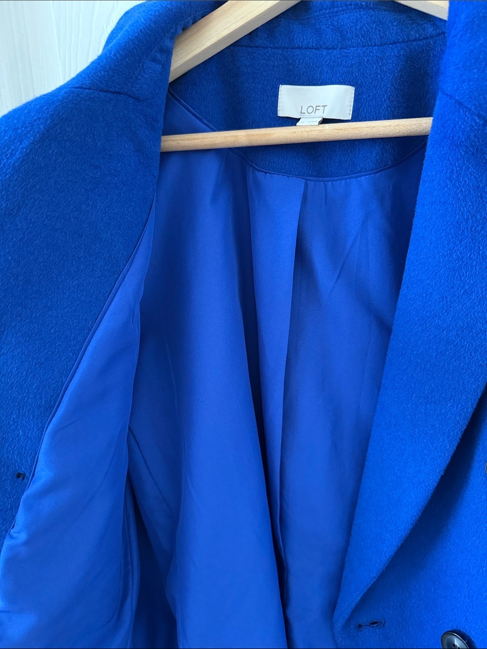 LOFT Royal Blue Double-Breasted Wool-Blend Blazer - Picture 3 of 5